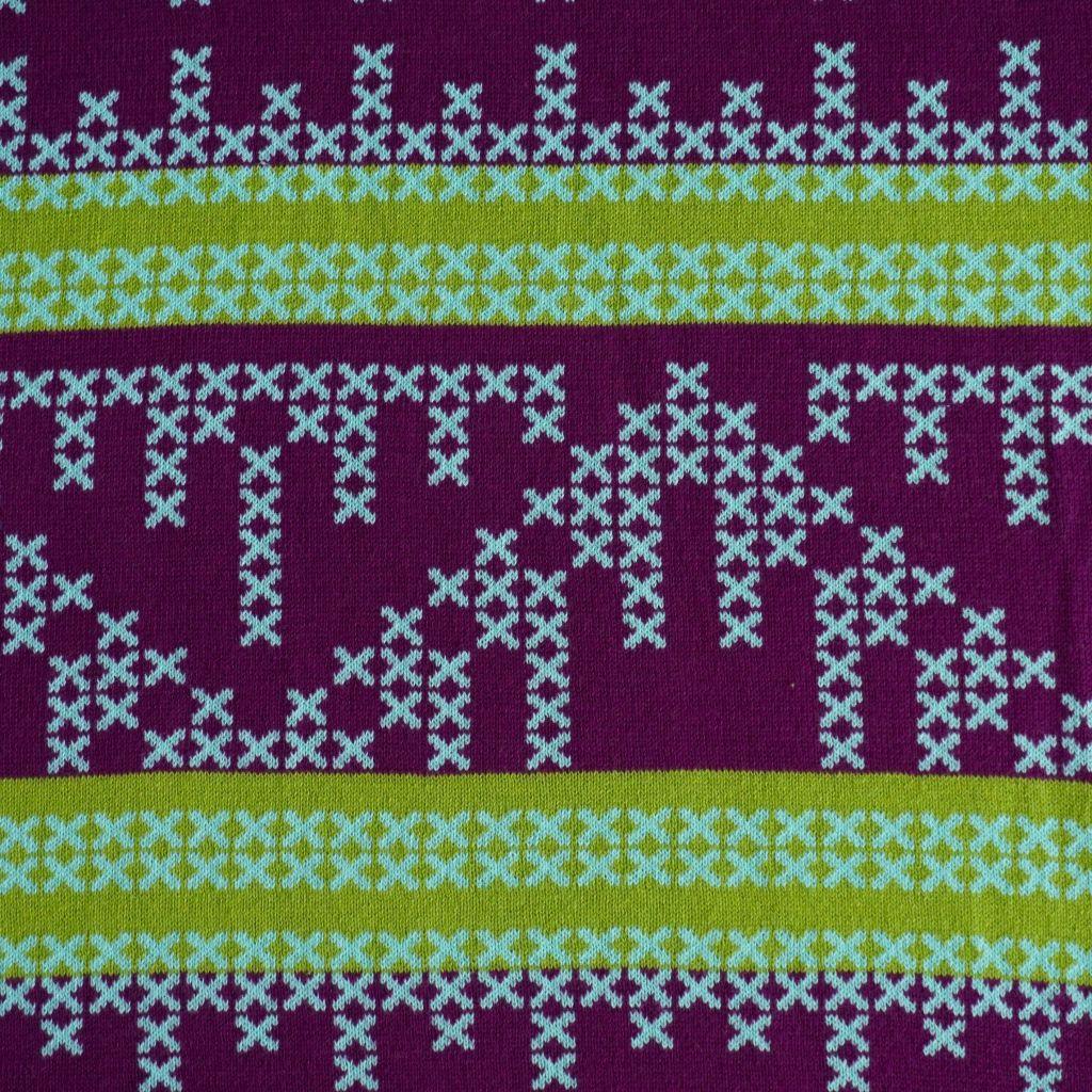 Jacquard-Strick Doubleface Blockstreifen X lila grün - Bio